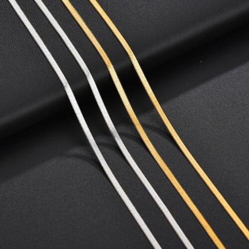 Stainless Steel 2 Styles Snake Blade Chain Necklace Gold Sliver Color Flat Chain For Woman Man Trendy Accessories Jewelry Gifts