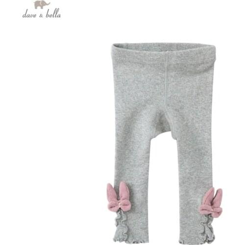 DBJ18801 dave bella autumn infant baby girls lolita bow solid leggings children fashion leggings