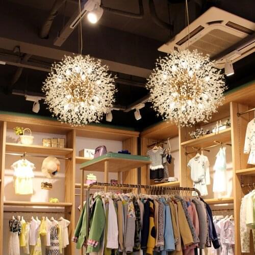 Artpad Nordic Decorative Light Beauty Dandelion Design Crystal Led G9 Pendant Hanging Lamp Cloth Store Suspension Pendant Light
