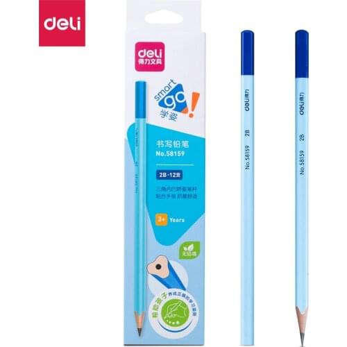 Deli 12pcs 2B Students School Suppliers Stationery Gift Wooden Children Writing Pencils for Kids Lapis De Escrever 58159