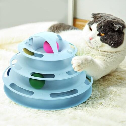 Pet Cat Toy Tower Tracks Disc Cat Intelligence Amusement disk Play Track Cat Toys Ball Training Amusement Plate