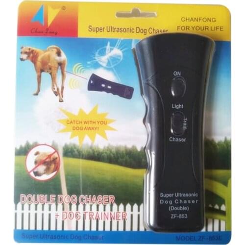 Double Ultrasonic Dog Chaser Anti Barking Pet Dogs Training Device Portable Handheld LED Infrared Dog Repeller Control Trainer