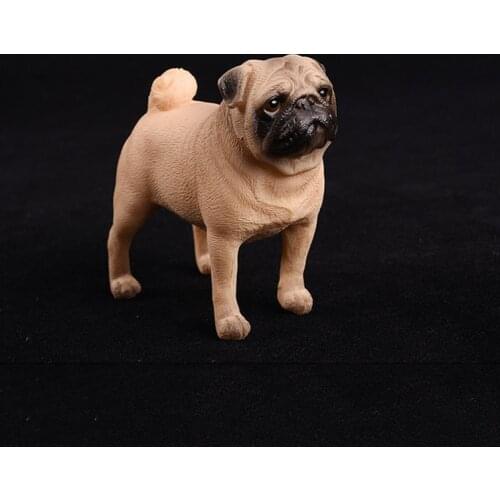 8CM White Pug Dog Models Standing Positio Action Figure Kids Educational Cheap Toy Gift Collection Brinquedos