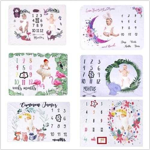 CAPTURE Your BABY GROWTH 75*100cm Baby Monthly Milestone Blanket Soft Fleece Blanket Newborn baby Memory Photography Background