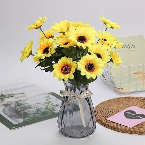 Artificial Sunflower Bouquet Simulation Sun Silk Flower Party Wedding Living Room Decoration Family Garden DIY Fake Daisy Plant