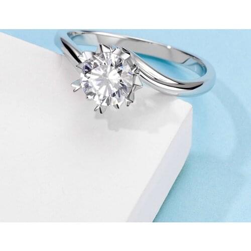 925 Silver Snowflake style Moissanite Ring 1ct GH color Anniversary Ring romantic Proposal ring