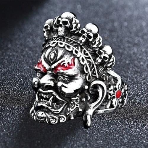 Stainless Steel Weide King Kong Buddhism Ring Punk Hip Hop For Biker Male Boyfriend Jewelry Creativity Gift Wholesale