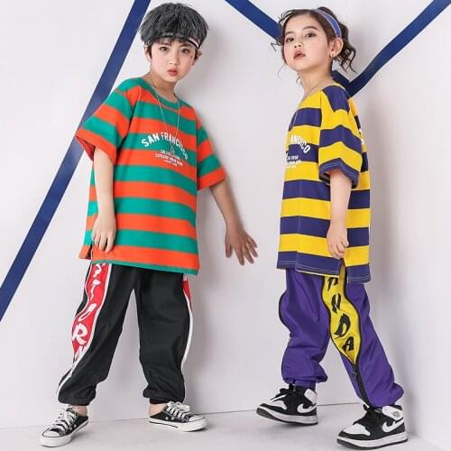 Kids Clothing Set Boy Girl Fashion Suit Striped T-shirt Elastic Pants Children Outfit Streetwear
