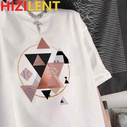 Beautiful geometry printed women t shirt 90s Graphic T-shirt Harajuku Tops Tee Cute Short Sleeve shark tshirt y2k Female Tshirts