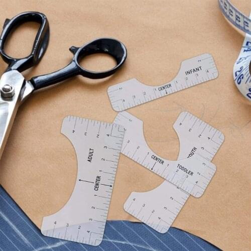 4PCS/Set Round Neck T-shirt Alignment Ruler PVC Sewing Collar Measuring Tool 54DC