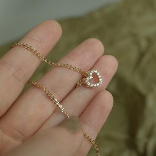 925 Sterling Silver Bling AAA Zircon Love Heart Pendant Necklace 14k Gold Exquisite Feminia Women Choker Wedding Bridal Jewelry