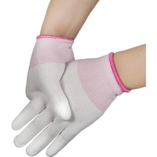 Coated finger Nylon Gloves With Flexible Rubber Finger Fine Work Tightly Knitted Elastic Line Gloves breathable Rubber Gloves