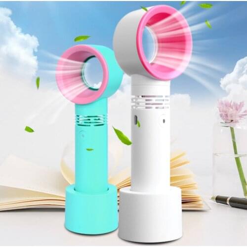 Portable USB Rechargeable 3 Gears Adjustable Bladeless Cooling Fan Summer Personal Handheld Desktop Table Fan for Office Bedroom