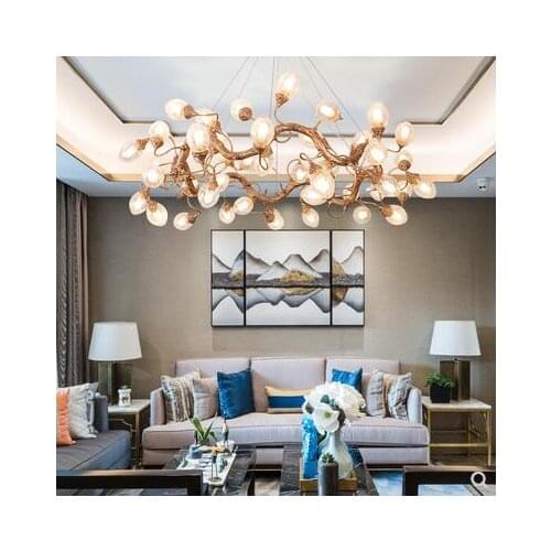 Portuguese lamps creative golden light luxury glass ball chandelier restaurant personality living room bedroom full copper lamp