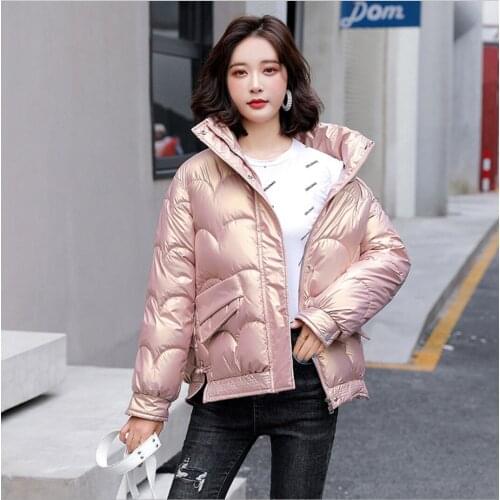 Down Jacket Womens 2021New Short Down Cotton Jacket Fashion Winter Smooth Warm Coat Chic Women Winter Jacket Overcoat