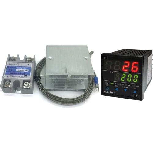 100V-240V temperature regulator pid temperature controller 220V Max temperature 1372 degree+heat sink+2M K Thermocouple+40A SSR