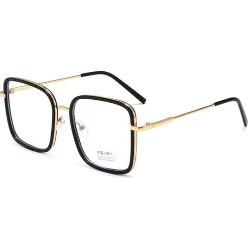 Retro Anti Blue Transparent Square Glasses Frame for Men Women Luxury Brand Metal Eyeglasses for Computer Blue Light Ray Gafas