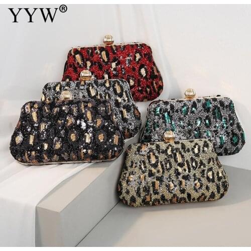 Luxury Elegant Women Evening Bag Wedding Party For Women 2020 Female Purse Wallet Fashion Leopard Sequins Women Handbags