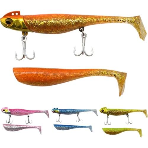 Fishing lure Artificial Bait Silicone Fish Bait Fishing Lead Lures Tack with 2 Triple Hooks Fishing Tackle & Replace Fish Body