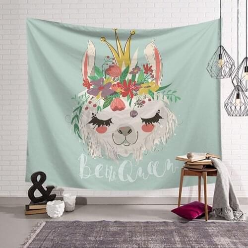 Cartoon alpaca pattern Wall Rugs Tapestry Hanging Decor Dorm Room Decoration Tapestry Psychedelic Wall Prints 95x73 cm