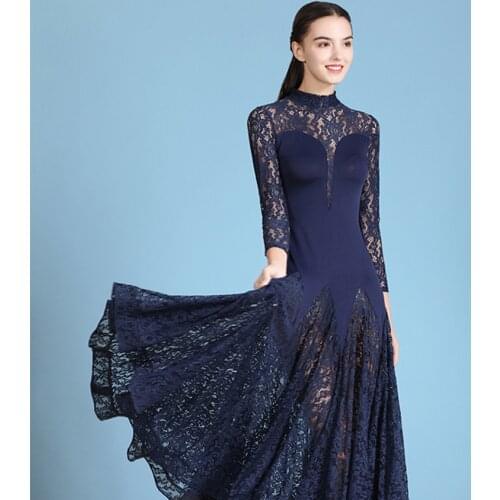 Sexy ballroom dresses latin viennese waltz dress spanish ballroom dance dress for sale women dance dress standard lace yellow