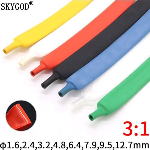 2M 1.6/2.4/3.2/4.8/6.4/7.9/9.5/12.7 mm Dual Wall Heat Shrink Tube Thick Glue 3:1 Shrinkable Tubing Adhesive Lined Wrap Wire Kit