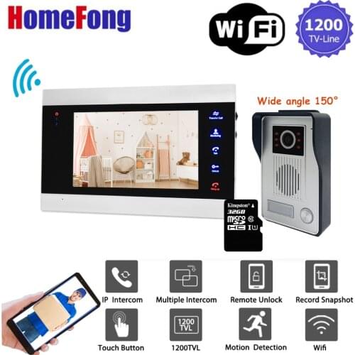 [Wide angle 150°]Homefong 7 Inch Smart Wifi Video Door Phone Intercom System Doorbell With Camera Home Security Record Unlock