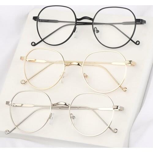 Vintage Classic Metal Myopia Glasses Ultralight Fashion Round Frame Eyeglasses Flat Mirror Eyewear Short Sight Glasses -1.0~-4.0