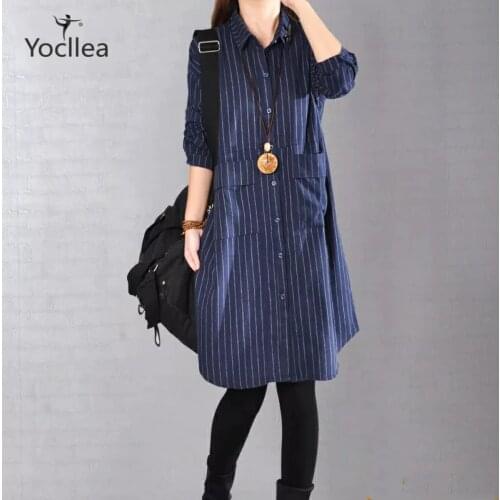 Женские рубашки в полоску YOCLLEA China At AliExpress