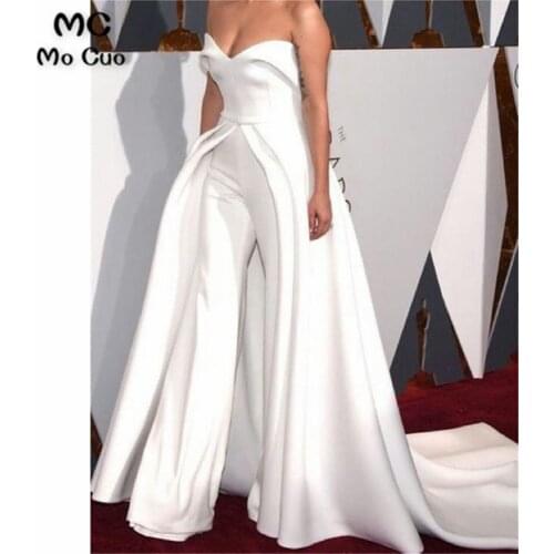 2021 Jumpsuit Prom Dresses Long Celebrity Dress Sweetheart Sleeveless Pleat Pants Prom Dress for women Custom Made