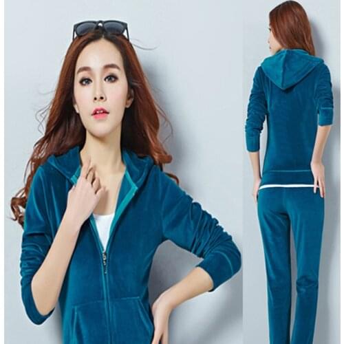 Gold velvet sports suit womens new autumn fashion solid color long-sleeved trousers suit