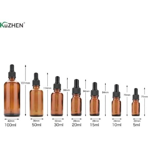 1PCS 5-100ml Amber Glass Liquid Reagent Pipette Bottle Eye Dropper Drop Aromatherapy 7 Sizes