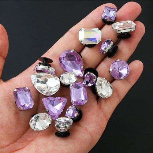 1pcs RhinestoneCrystal Shoe Charms Heart Square Geometry Shoe Decoration For Women Girls Accessories wedding Shoes Buckle Gifts