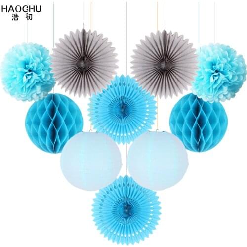10pcs/lot Mix Paper Round Hanging Lantern/Flowers/Fan Birthday Wedding Party Decoration Gift Craft DIY Paper Balls White Color