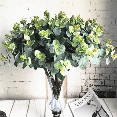 16 Heads Eucalyptus bouquet tree branches silk Artificial leaves home decoration DIY Flower arrangment plant Faux foliage wreath
