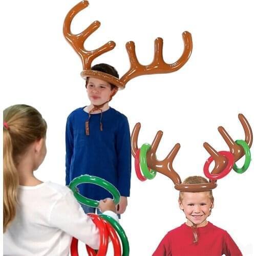 2set Christmas Inflatable Reindeer Antler Ring Toss Game Christmas Gift for Kids New Year Outdoor Inflated toys Xmas Decor Noel