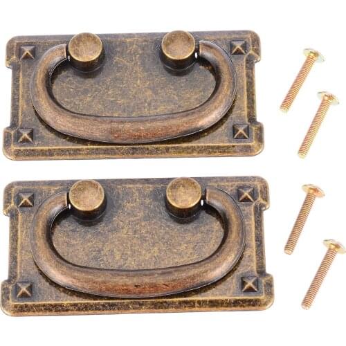 2pcs Bronze Antique Style Cabinet Wardrobe Drawer Handle Retro Door Cupboard Cabinet Pull Handles Furniture Hardware