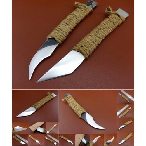 2pcs Leather Craft Swiss Steel Curved Angular Skiver Trim Cut Cutter Knife Tool - Sewing Stitching Carving Stamping Punch Chisel