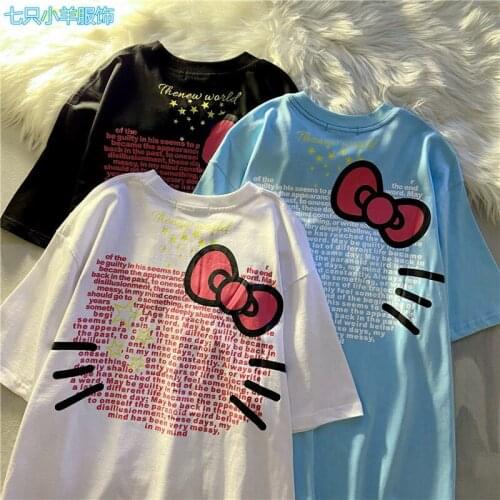 2021 Sanrio Hello Kitty summer short-sleeved womens mens T-shirt