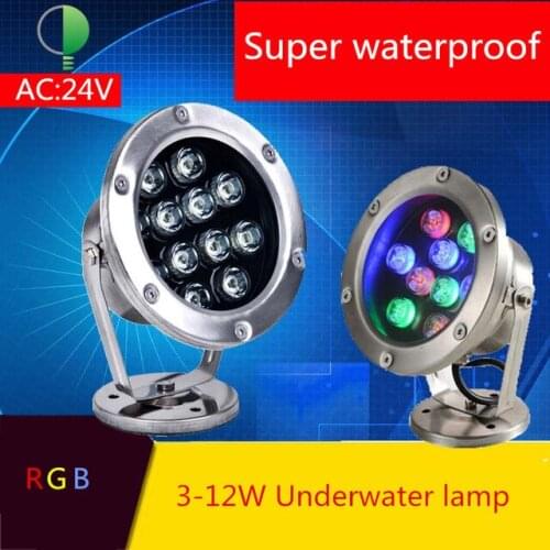 3W 6W 9W 12W RGB / White / Warm White LED Flood Lamp AC24V Underwater Light Source Spotlights Spotlight with Remote Control