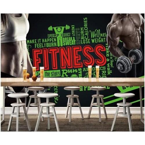WDBH 3d wallpaper custom photo Fitness men and women bodybuilding living room home decor 3d wall murals wallpaper for walls 3 d