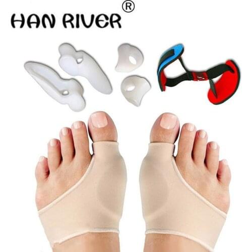 HANRIVER 7pcs/set Soft Bunion Protector Toe Straightener Toe Separating Silicone Toe Separators Thumb Feet Care Foot Pain