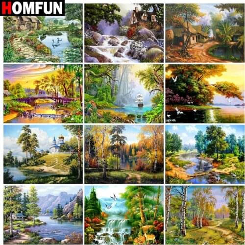 HOMFUN Full Square/Round Drill 5D DIY Diamond Painting "Forest landscape" Embroidery Cross Stitch 5D Home Decor Gift