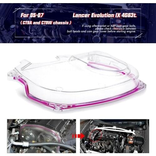 AU05 -Clear Cam Gear Timing Belt Cover Turbo Cam Pulley for Mitsubishi Lancer Evolution EVO 9 IX Mivec 4G63 05-07