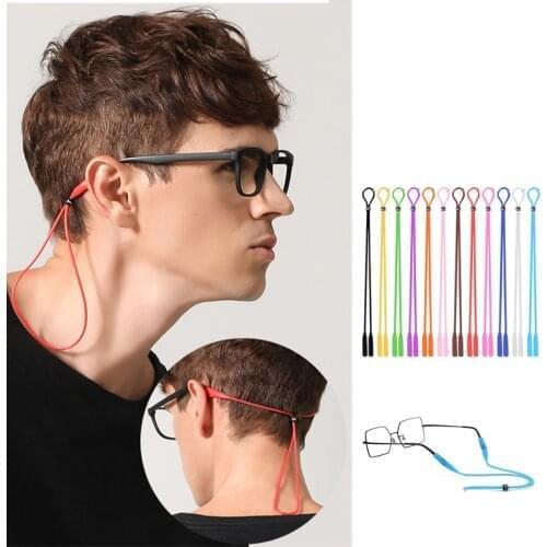 2021 New Elastic Silicone Eyeglasses Cord Glasses Chain Eyewear Anti Slip Neck Holder Black White Brown Yellow Red Blue Green