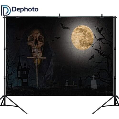 Dephoto Photography Background Dark Blurry Cemetery Grim Reaper Halloween theme Backdrop Professional Photo Background studio