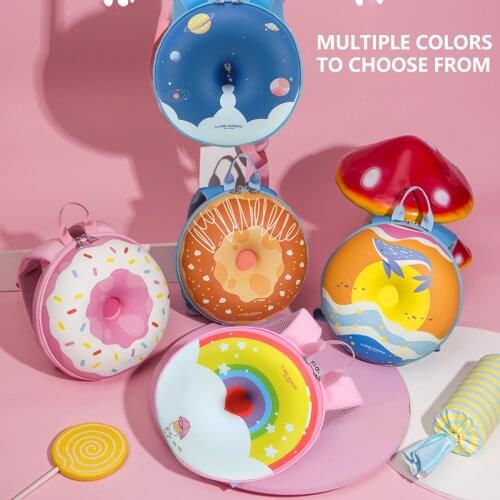 3D Donuts Children Backpacks, Lightweight and Breathable, Cute Round School Bag, Lovely Cartoon DoughnutSchoolbag for Kids