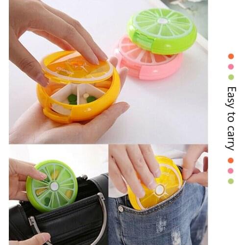 Weekly Pill Travel Medicine Box Dispenser Portable Round Shape Small Medicine Pill Box Rotating 7 Days Pill Container Splitter