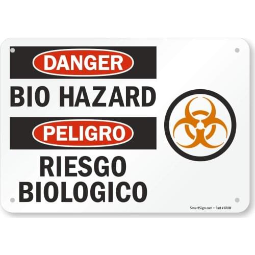 SmartSign "Danger Bio Hazard" Bilingual Sign | 7" x8" Plastic