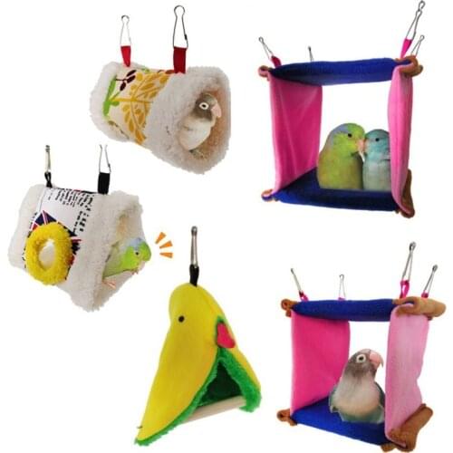 Bird Parrot Nest Soft Plush Bird Parrot Hammock Warm Hanging Bed For Pet Cave Cage Hut Tent Toy House for Small Animals Supplies